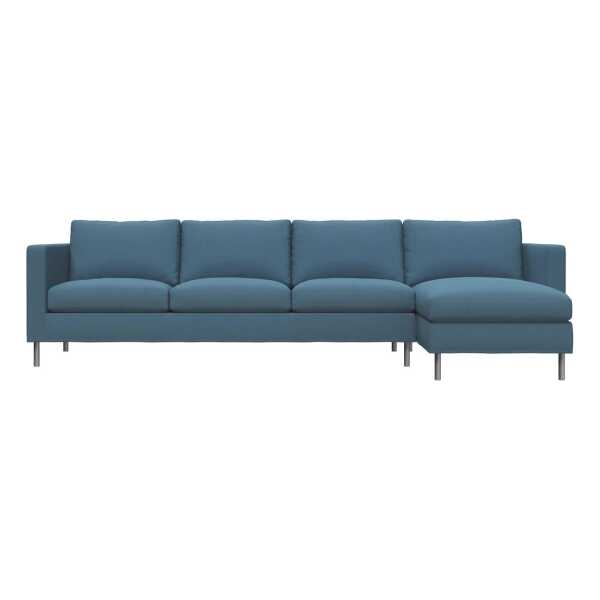 Fogia Alex 3-sitzige Sofa Chaise Lounge rechts Stoff Hiro Light Blue-aluminiumbeine