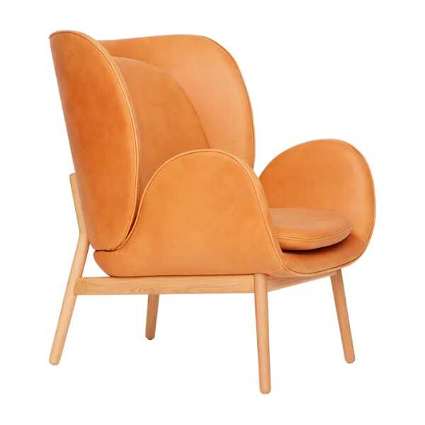 Fogia Embrace Small Sessel Eichenbein Leder Vintage Cognac, lackiert