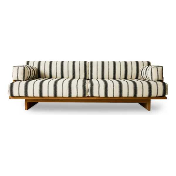 HKliving - Outdoor Teak Lounge-Sofa, chalkstripe