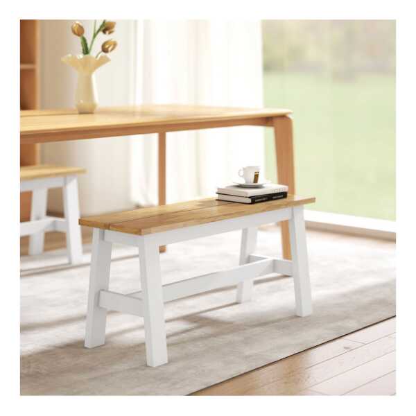 HOMCOM Sitzbank für Esszimmertisch Küchenbank (Modern Holzbank, 1-St., Essbank), bis 240 kg, 95 x 30 x 45 cm, Eiche
