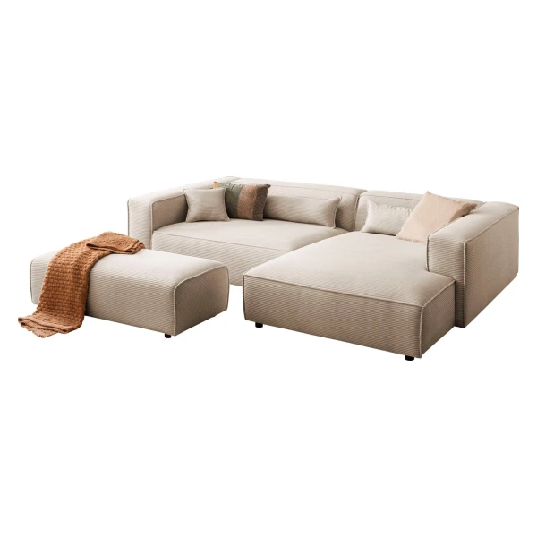 LeGer Home by Lena Gercke Ecksofa PIARA XXL, L-Form, Schlaffunktion, Cord, Leinenoptik o. Strukturstoff, Hocker stellbar zum Schlafsofa (Krokodilverbinder), tiefe Sitzfläche
