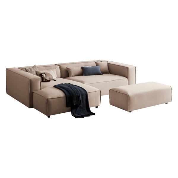LeGer Home by Lena Gercke Ecksofa PIARA XXL, L-Form, Schlaffunktion, Cord, Leinenoptik o. Strukturstoff, Hocker stellbar zum Schlafsofa (Krokodilverbinder), tiefe Sitzfläche