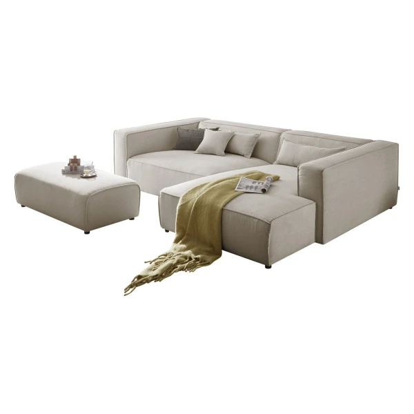 LeGer Home by Lena Gercke Ecksofa PIARA XXL, L-Form, Schlaffunktion, Cord, Leinenoptik o. Strukturstoff, Hocker stellbar zum Schlafsofa (Krokodilverbinder), tiefe Sitzfläche