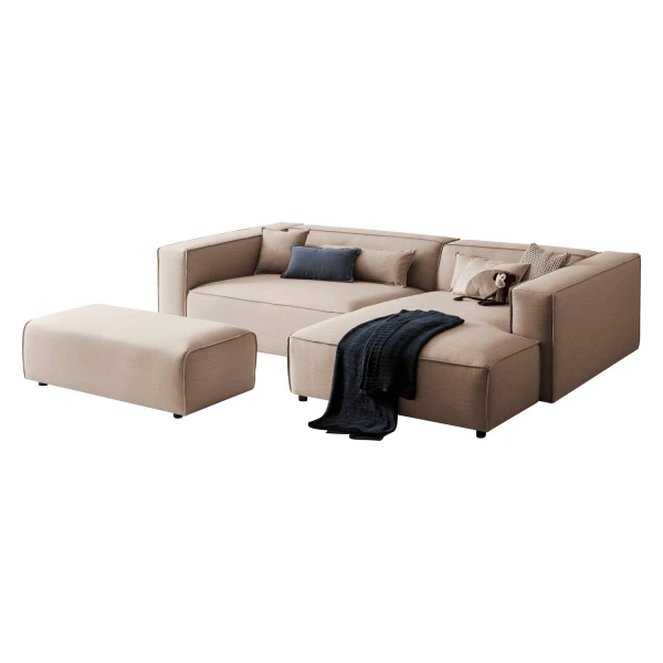 LeGer Home by Lena Gercke Ecksofa PIARA XXL, L-Form, Schlaffunktion, Cord, Leinenoptik o. Strukturstoff, Hocker stellbar zum Schlafsofa (Krokodilverbinder), tiefe Sitzfläche