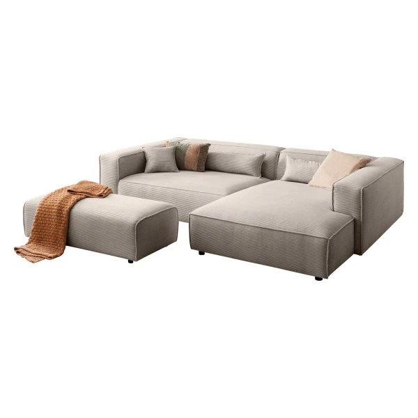 LeGer Home by Lena Gercke Ecksofa PIARA XXL, L-Form, Schlaffunktion, Cord, Leinenoptik o. Strukturstoff, Hocker stellbar zum Schlafsofa (Krokodilverbinder), tiefe Sitzfläche