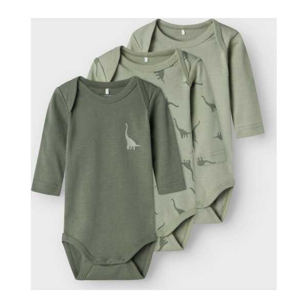 Name It Langarmbody NBMBODY 3P LS GREEN DINO NOOS (Packung, 3-tlg)