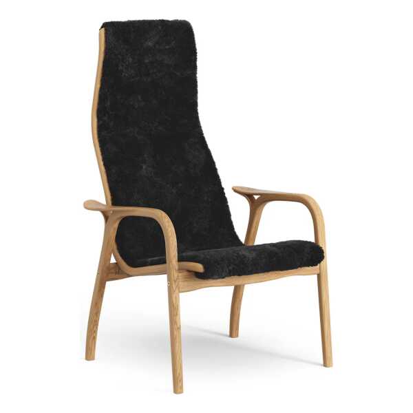Swedese Lamino Sessel Eiche geölt/Schaffell Black (schwarz)
