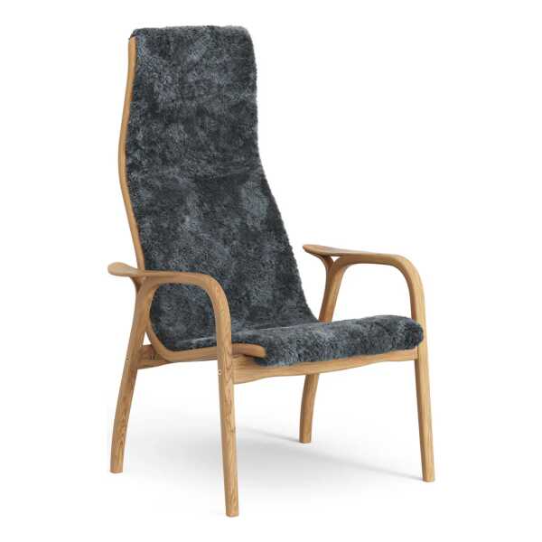 Swedese Lamino Sessel Eiche geölt/Schaffell Charcoal (dunkelgrau)