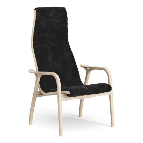 Swedese Lamino Sessel Eiche weiß pigmentiert/Schaffell Black (schwarz)