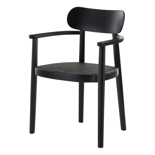 Thonet - 118 FV Armlehnstuhl, Rohrgeflecht Dark Melange / Buche schwarz (TP 29)