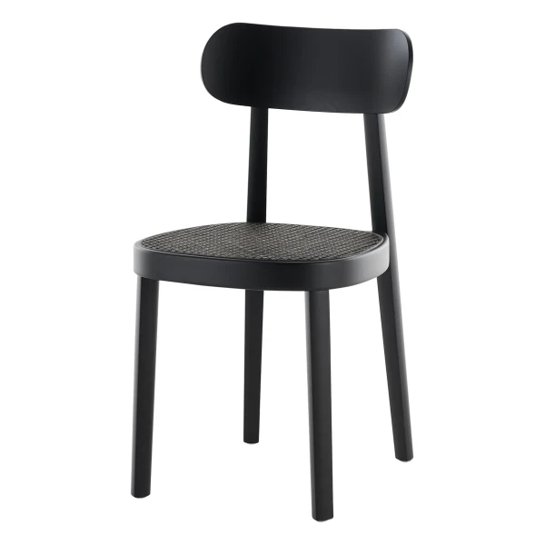Thonet - 118 Stuhl, Rohrgeflecht Dark Melange mit Kunststoffstützgewebe / Buche schwarz gebeizt (TP 29)