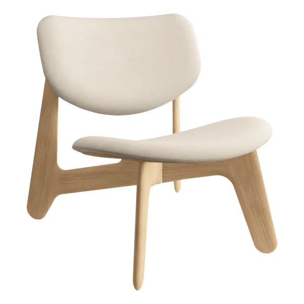 Tom Dixon Slab Loungesessel gepolsterter Sitz Natural brushed oak-Linara 05 CMHR Cream