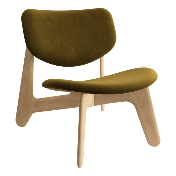 Tom Dixon Slab Loungesessel gepolsterter Sitz Natural brushed oak-Royal 0162 CMHR Khaki