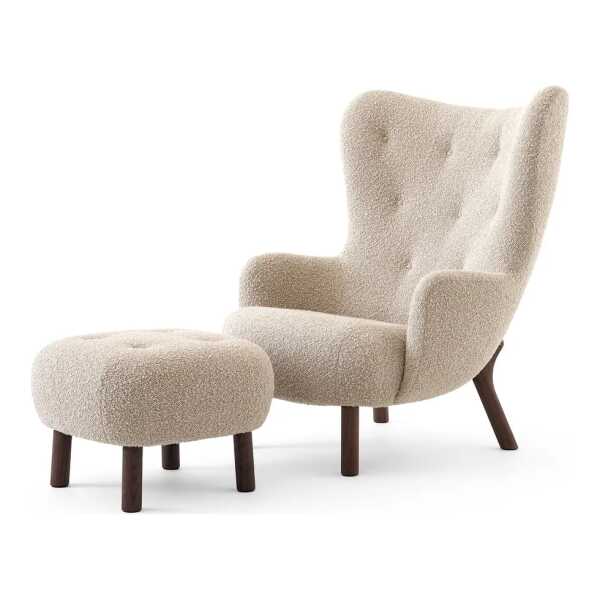&Tradition Petra VB3 High Sessel inkl. Pouf ATD1 Walnuss geölt-Karakorum 003