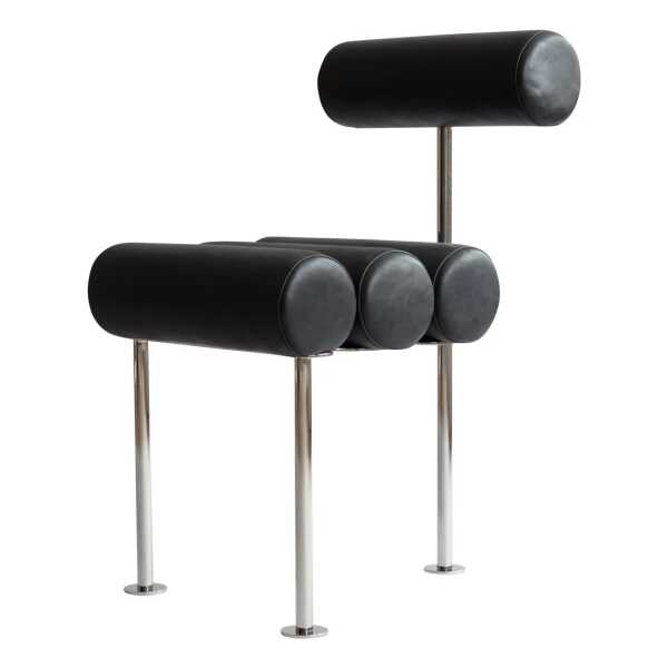 101 Copenhagen Hiro Dining Chair Stuhl Stainless steel-aniline leather black