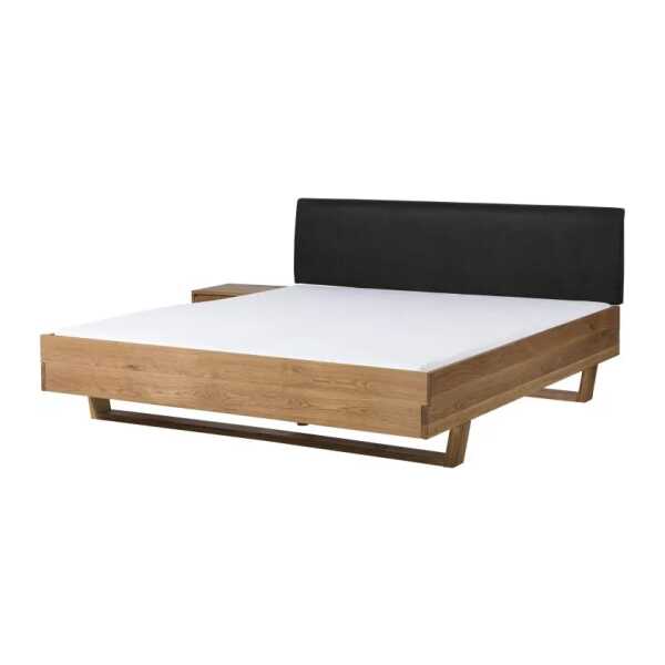 Bett mit Nachttisch links Eiche 140x200x85 natur geölt, Kopfteil anthrazit FICHTELBERG #49