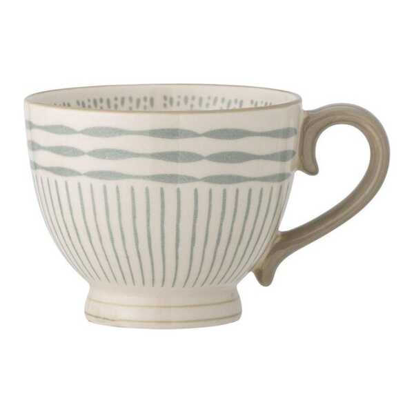 Bloomingville Tasse Maple Becher, Blau Steingut 420 ml Kaffeetasse Teetasse dänisches Design