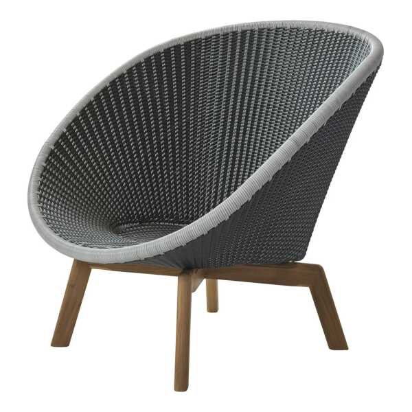 Cane-line Peacock Weave Loungesessel Grey/light Grey, Beine aus Teak