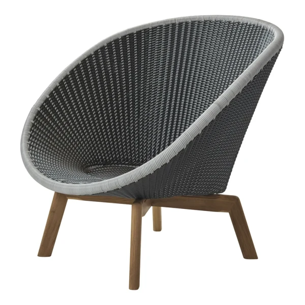 Cane-line Peacock Weave Loungesessel Grey/light Grey, Beine aus Teak