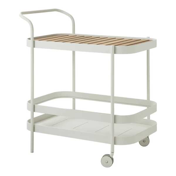 Cane-line Roll Servierwagen White, inkl. Teak-Tischplatte