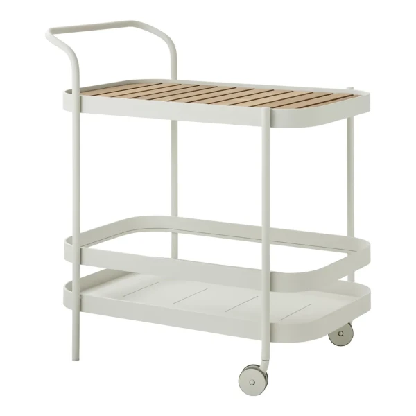 Cane-line Roll Servierwagen White, inkl. Teak-Tischplatte