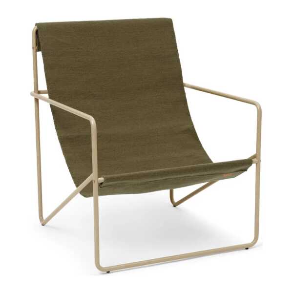 Ferm Living Desert Loungesessel Olive, Cashemere Gestell