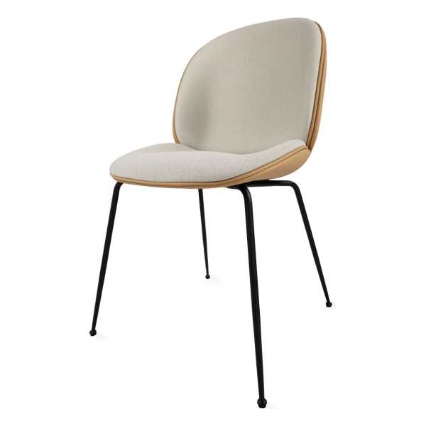 GUBI - Beetle Dining Chair Vollpolsterung (Conic Base), schwarz / Vidar (146) / Leder Valencia cashmere (Exclusive Edtion)