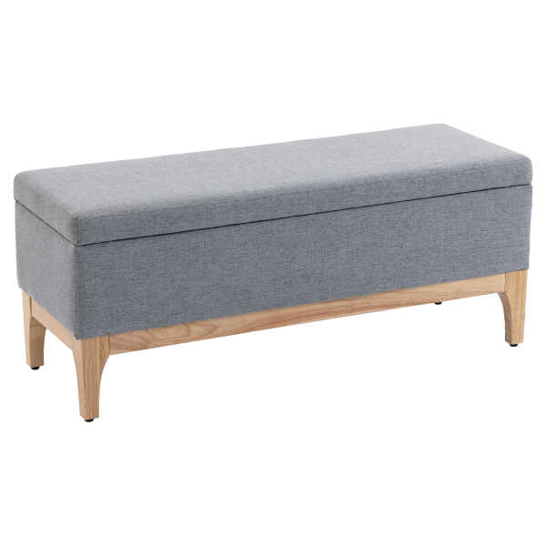 HOMCOM Aufbewahrungsbank, Truhenbank mit abnehmbarem Deckel im skandinavischen Stil, Bettbank aus Leinenstoff, 110 x 39 x 45 cm, grau Aosom