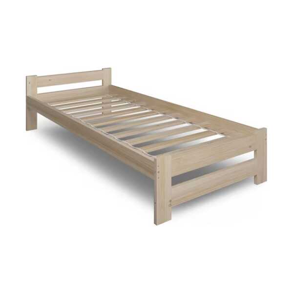 Home Collective Holzbett mit Lattenrost Modern Bett Kiefer Bettgestell Massivholzbett Klassisch (90x200, 120x200, 140x200, 160x200 cm), Einzelbett, Skandi Boho Landhaus Kopfteil flach 100x200 cm natur