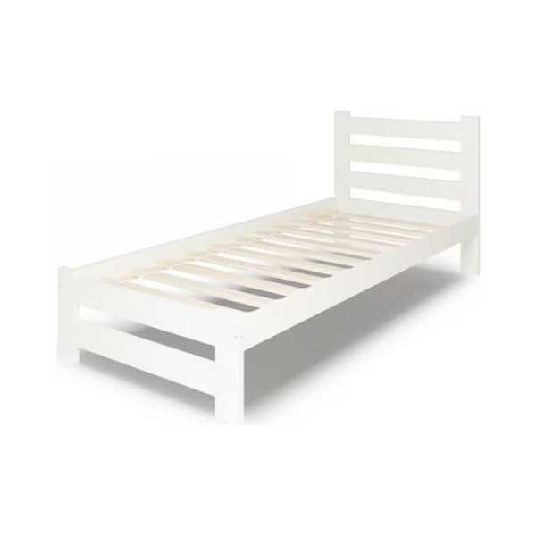 Home Collective Holzbett mit Lattenrost Modern Bett Kiefer Bettgestell Massivholzbett Klassisch (90x200, 120x200, 140x200, 160x200 cm), Einzelbett, Skandi Boho Landhaus Kopfteil hoch 100x200 cm weiß