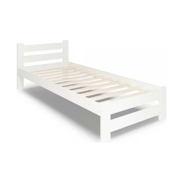 Home Collective Holzbett mit Lattenrost Modern Bett Kiefer Bettgestell Massivholzbett Klassisch (90x200, 120x200, 140x200, 160x200 cm), Einzelbett, Skandi Boho Landhaus Kopfteil mittel 90x200 cm weiß