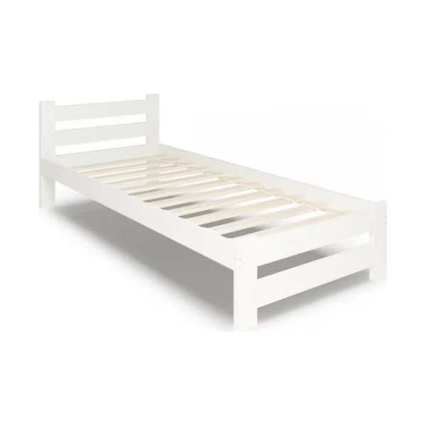 Home Collective Holzbett mit Lattenrost Modern Bett Kiefer Bettgestell Massivholzbett Klassisch (90x200, 120x200, 140x200, 160x200 cm), Einzelbett, Skandi Boho Landhaus Kopfteil mittel 90x200 cm weiß
