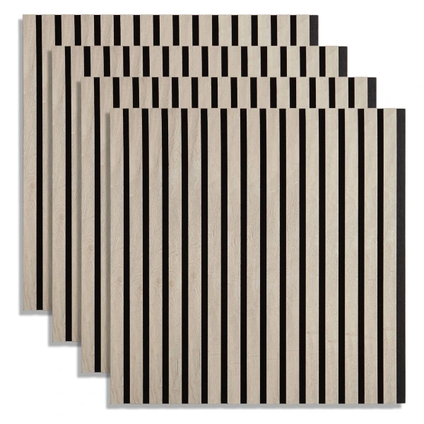 Homestyle4u Akustikpaneele Holz Grau 60x60 cm 4er Set Wandpaneele Paneele 2662