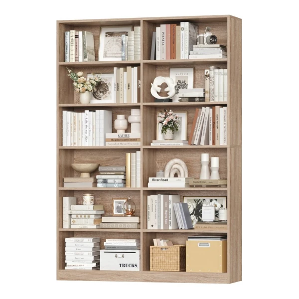 Homfa Bücherregal 188,7cm Standregal Büroregal Raumteiler, mit 12 Fächern, Holz, 120x30x188,7cm