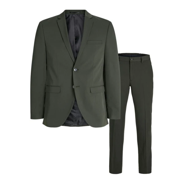 Jack & Jones Anzug JPRFRANCO Extra schmal, pflegeleicht, stilvoll mit fallendem Revers (Packung, 2-tlg) unifarben, modisch, slim fit, Kunstfaser