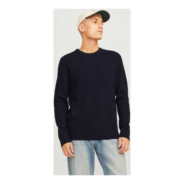 Jack & Jones Rundhalspullover JJEPERFECT - Pullover mit pflegeleichter Qualität, Structure Fit unifarben, modisch, regular fit, Strick, Rundhals