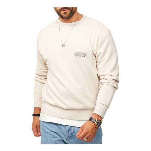 Jack & Jones Sweatshirt Rundhalspullover als Crew Neck im Regular Fit Herren Pullover mit Logopatch