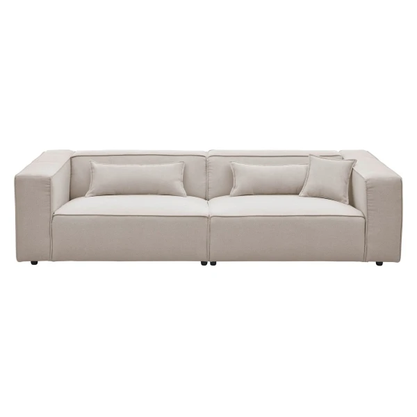 LeGer Home by Lena Gercke 3-Sitzer PIARA, Couch mit Kedernaht, Sofa in Cord, Leinenoptik o. Strukturstoff, schwarze Füße, bequemer Sitzkomfort