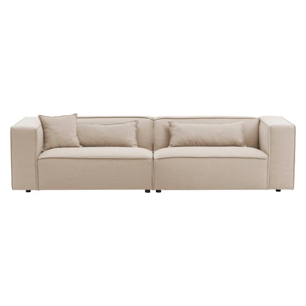 LeGer Home by Lena Gercke 3-Sitzer PIARA, Couch mit Kedernaht, Sofa in Cord, Leinenoptik o. Strukturstoff, schwarze Füße, bequemer Sitzkomfort