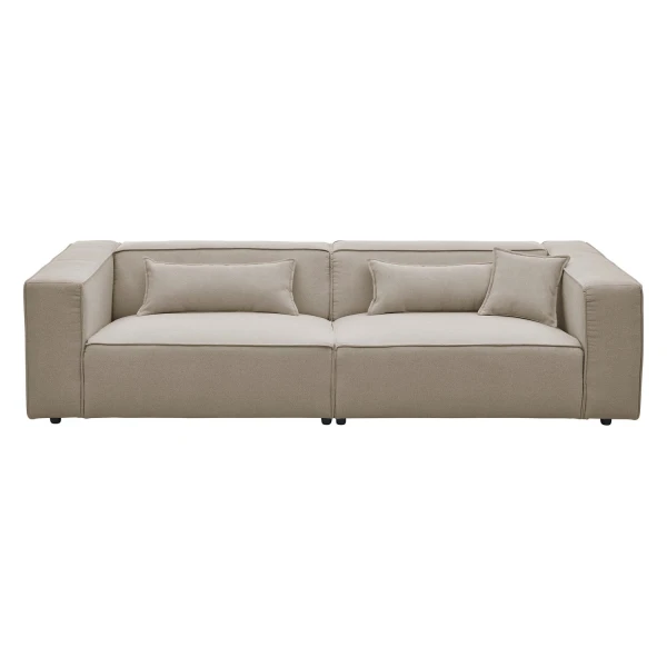 LeGer Home by Lena Gercke 3-Sitzer PIARA, Couch mit Kedernaht, Sofa in Cord, Leinenoptik o. Strukturstoff, schwarze Füße, bequemer Sitzkomfort