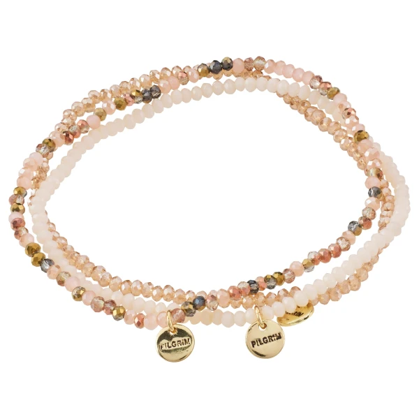 Pilgrim INDIGO 3-in-1-Armbandset, beige/vergoldet