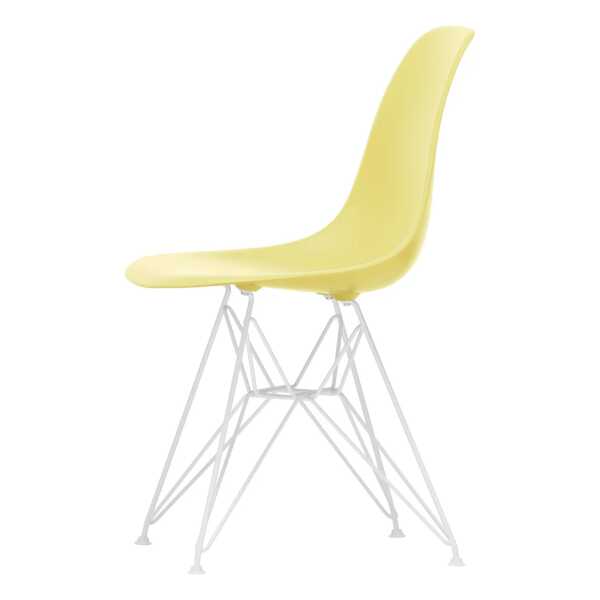 Vitra - Eames Plastic Side Chair DSR RE, weiß / citron (Filzgleiter weiß)