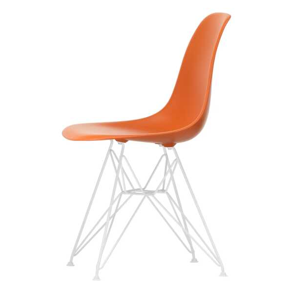 Vitra - Eames Plastic Side Chair DSR RE, weiß / rostorange (Filzgleiter weiß)