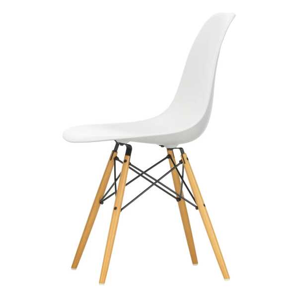Vitra - Eames Plastic Side Chair DSW RE, Ahorn gelblich / weiß (Filzgleiter schwarz)