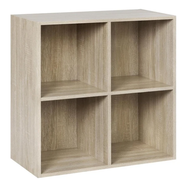 Woltu Bücherregal, 1-tlg., Würfelregal 4 Fächer aus MDF 60x30x60cm Eiche