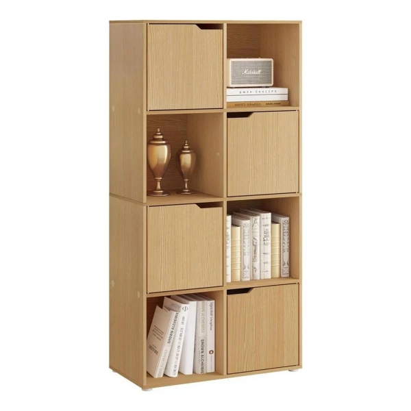 Woltu Bücherregal, 1-tlg., mit 8 Fächern 4 Türen, Würfelregal Standregal