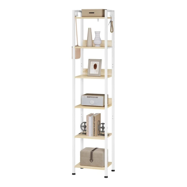 Woltu Standregal, mit 6 Ebenen, 4 Haken, Küchenregal Lagerregal