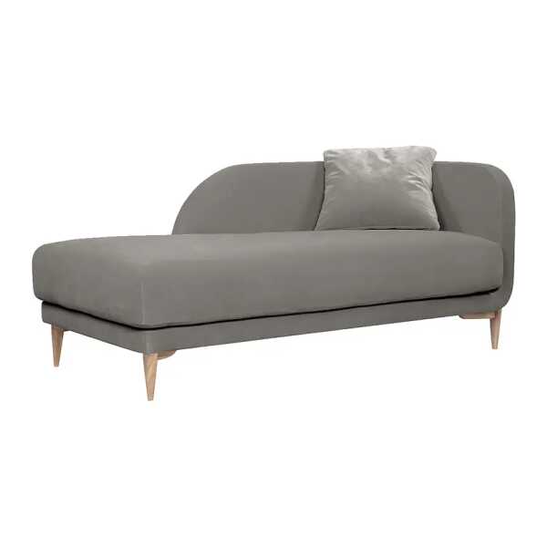 Recamiere Grau Samt Carlie 82 x 82 x 158cm Ausrichtung rechts Modern
