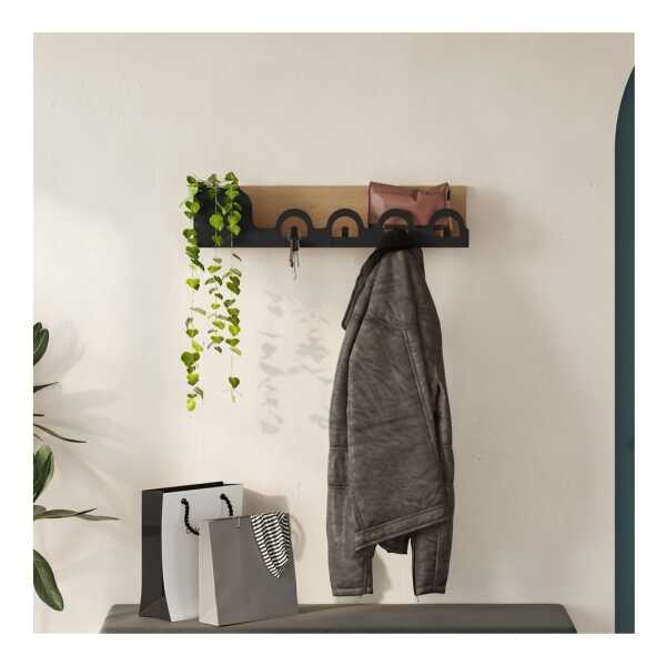 Decortie Wandhaken Liora, Wand, Holz Wandgarderobe, Garderobenhaken, Wandmontage, 14 x 14 x 63 cm