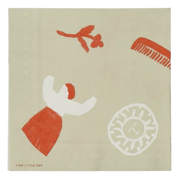 Fine Little Day Figures Serviette 20er Pack Beige-red
